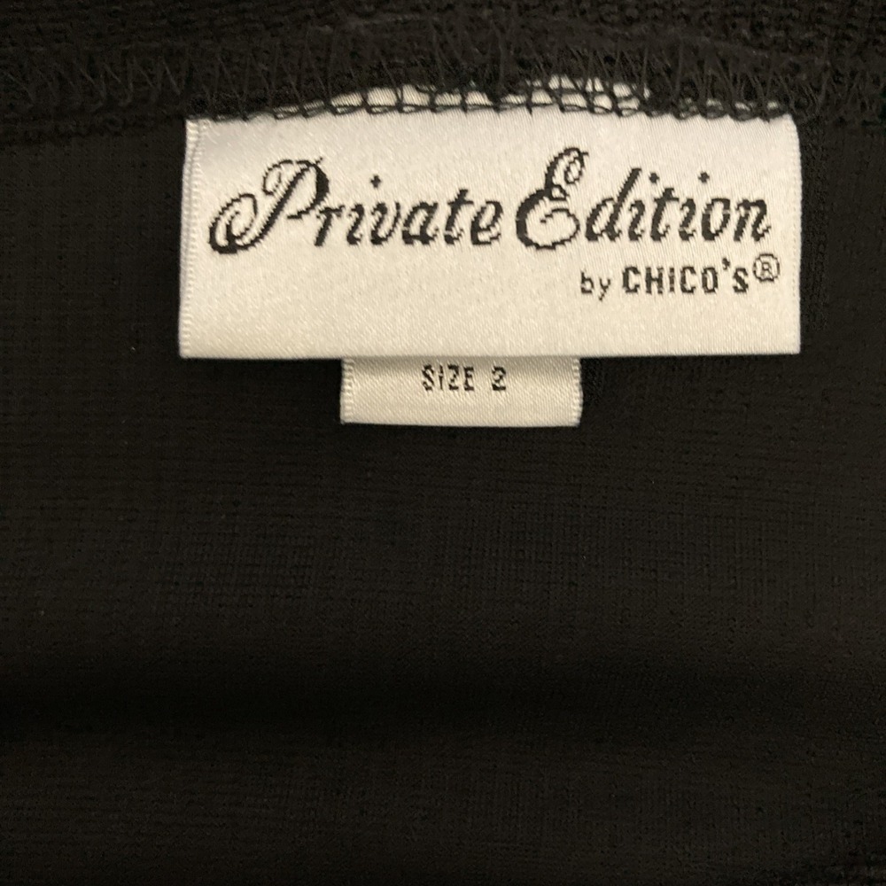 Private Edition by Chico's Black Ribbed Long Sleeve Stretchy Top‎ - SZ 2 (L/12) - Picture 7 of 11